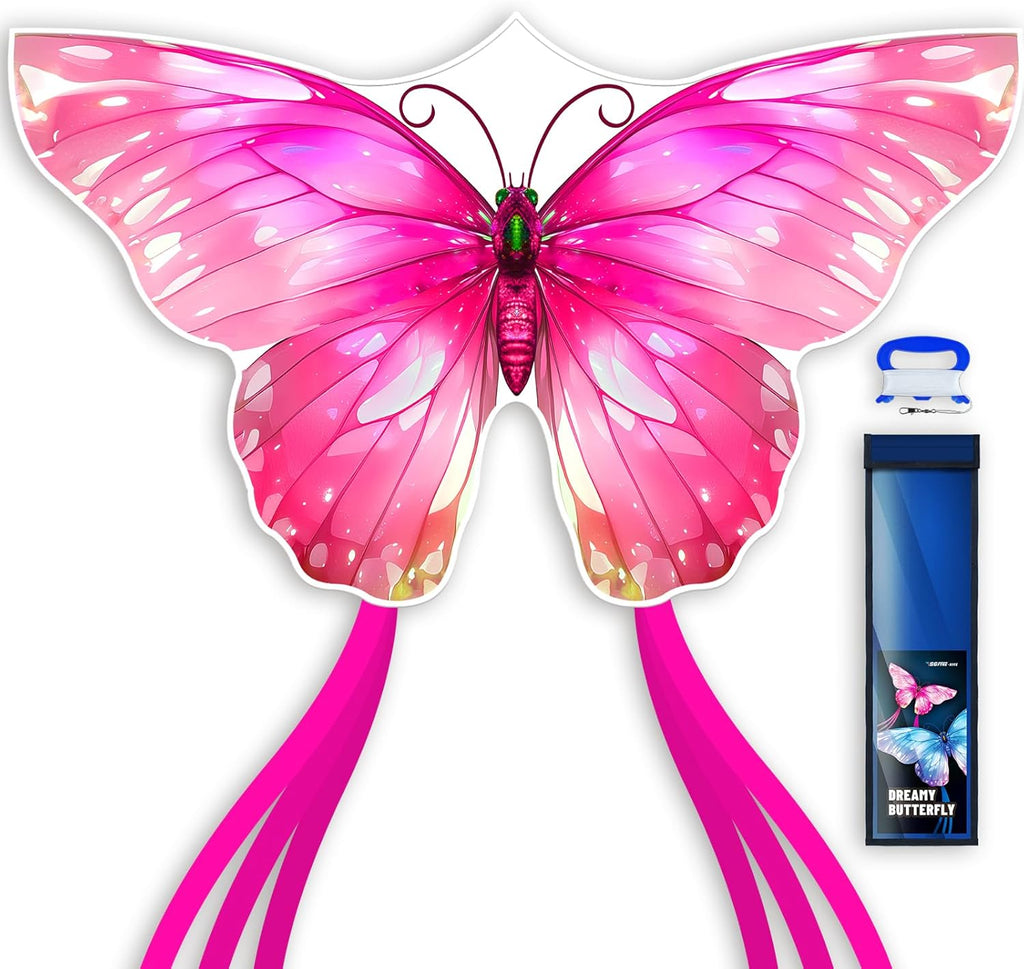 SGftre Butterfly Kite - Easy-Flying Outdoor Toy for Kids & Adults | Perfect for Beach Fun (Pink Dreamy Butterfly)