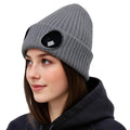 Vettres Unisex Winter Beanie with Fixed Goggles, Double-Layer Knit Hat with Soft Fleece Lining, Warm Windproof Skull Cap Dark Gray