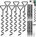 Skiennix Trampoline Ground Anchors - Heavy Duty Screw-In Stakes with Strong Straps | Black, 6-Pack