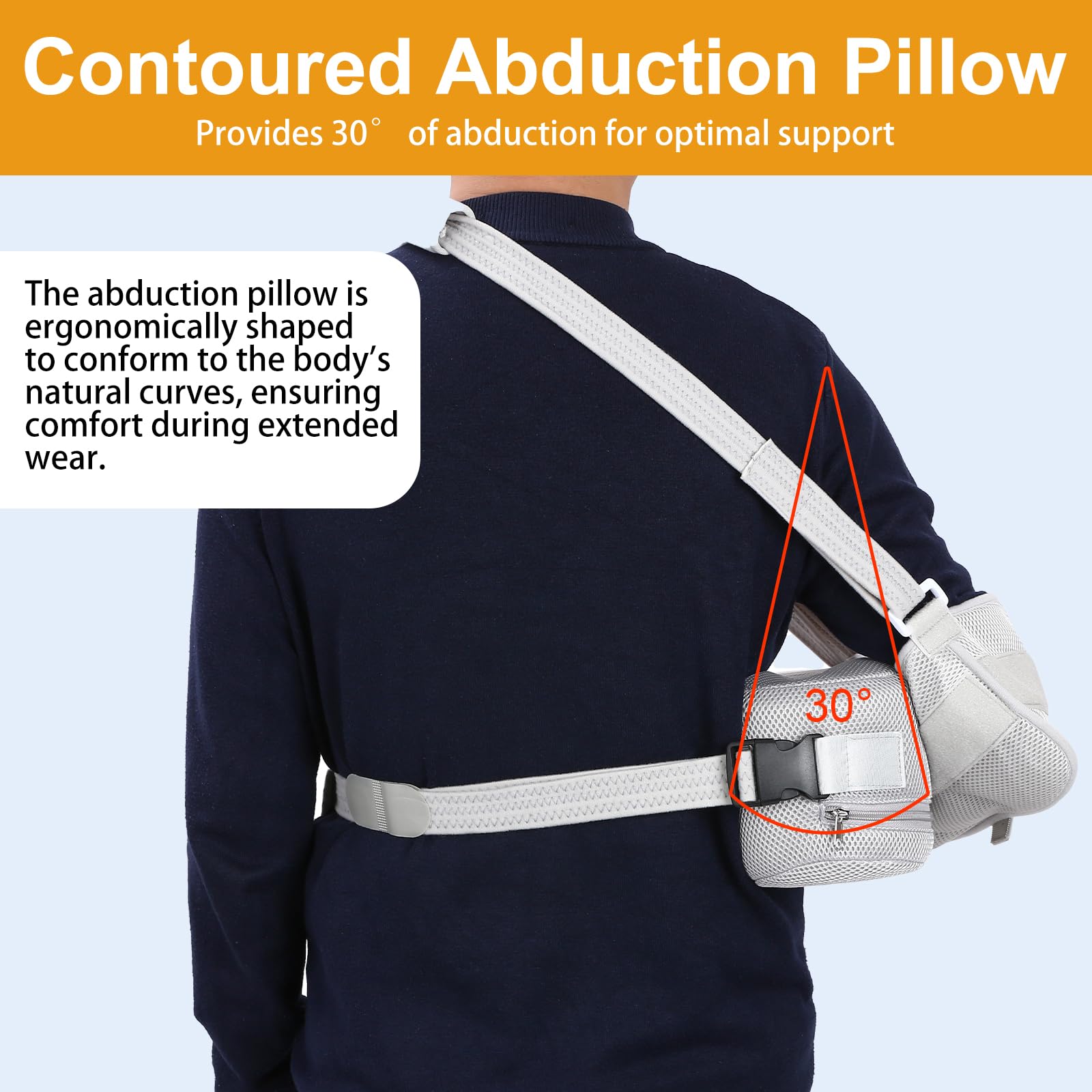 Shoulder Abduction Sling with Pillow - Arm Sling Shoulder Immobilizer for Injury Support - Abduction Slings Rotator Cuff Shoulders Brace for Sublexion, Surgery, Dislocated and Broken Arm (Gray)