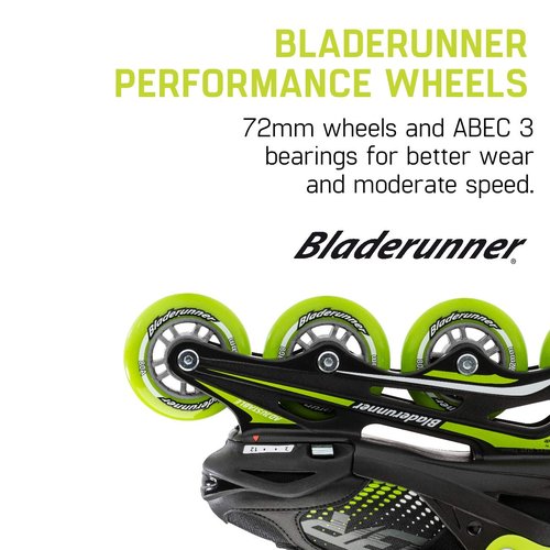 Bladerunner by Rollerblade Phoenix Boys Adjustable Fitness Inline Skate, Black and Green Size 5-8