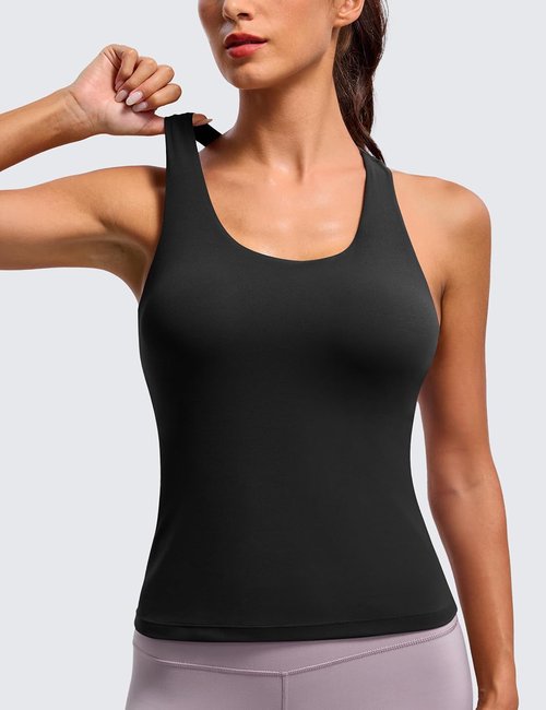 BAYDI Clouduxi Workout Tank Tops - Racerback Yoga Shirts with Built-In Bra | Athletic Sleeveless Camisole