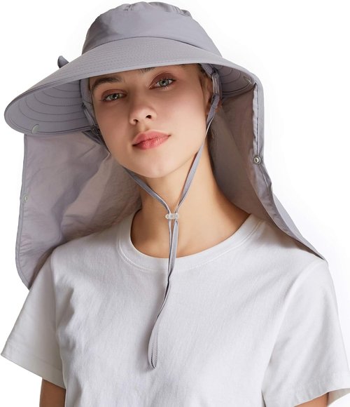 Icolor Sun Hats for Women - UPF 50+ Fishing Hat with Detachable Face Mask & Wide Brim | UV Protection