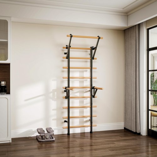 DHT Stall Bars & Pull-Up Bars - Wall Mounted Calisthenics Dip Bar Accessory - Home Office Fitness