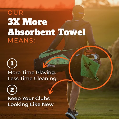Frogger Extra Large Amphibian 2-in-1 Towel, Golf Bag Rain Hood, Cover Equipment When Raining, Clean with Wet Exterior, Dry with Interior