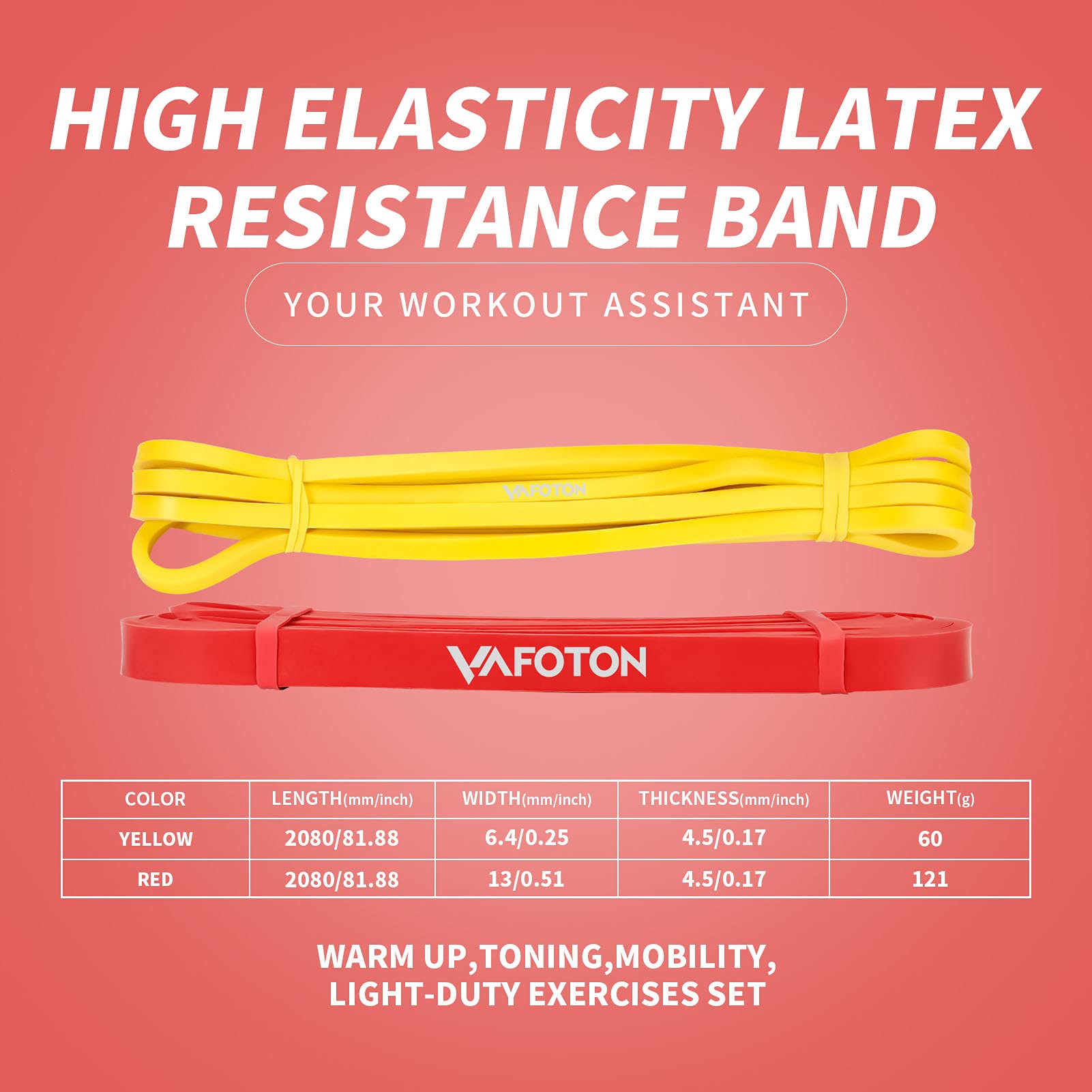 VAFOTON Pull up Assist Band,Latex Resistance Strap Loop for Strength Training,Warm up,Streching,Muscels Building,Home Gym Equipment for Men and Women-Light Level