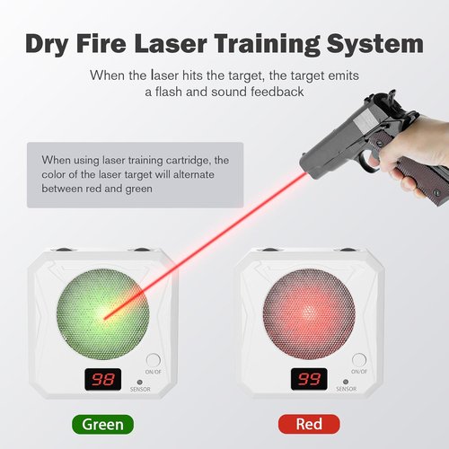 9mm Laser Training Cartridge Kit - Mute Mode Dry Fire System with Rechargeable Target | 5 Difficulty Levels