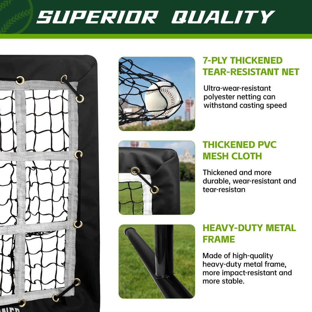 Skiennix 9 Hole Pitching Net - Heavy-Duty Baseball Training Equipment with Adjustable Height & Strike Zone