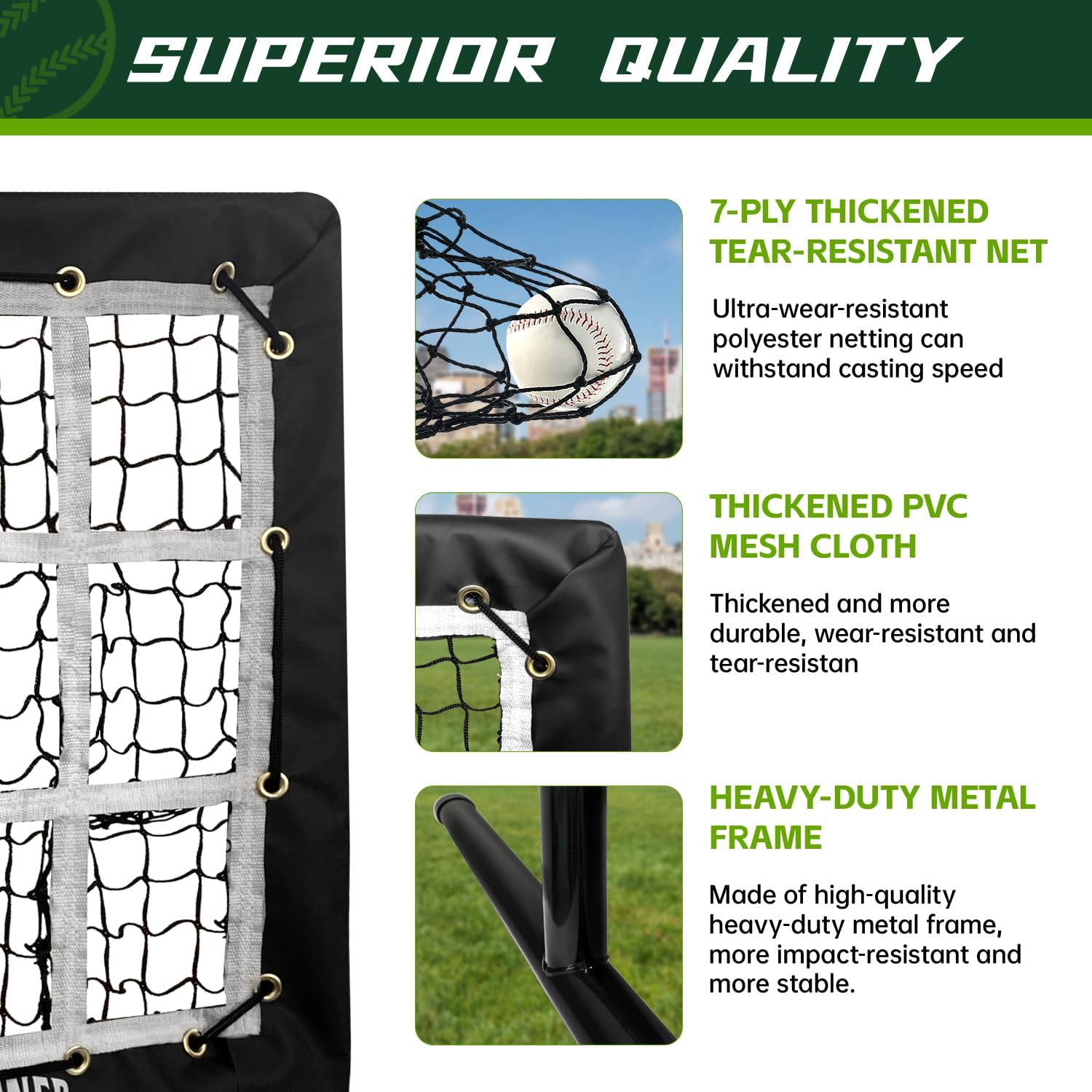 Skiennix 9 Hole Pitching Net - Heavy-Duty Baseball Training Equipment with Adjustable Height & Strike Zone