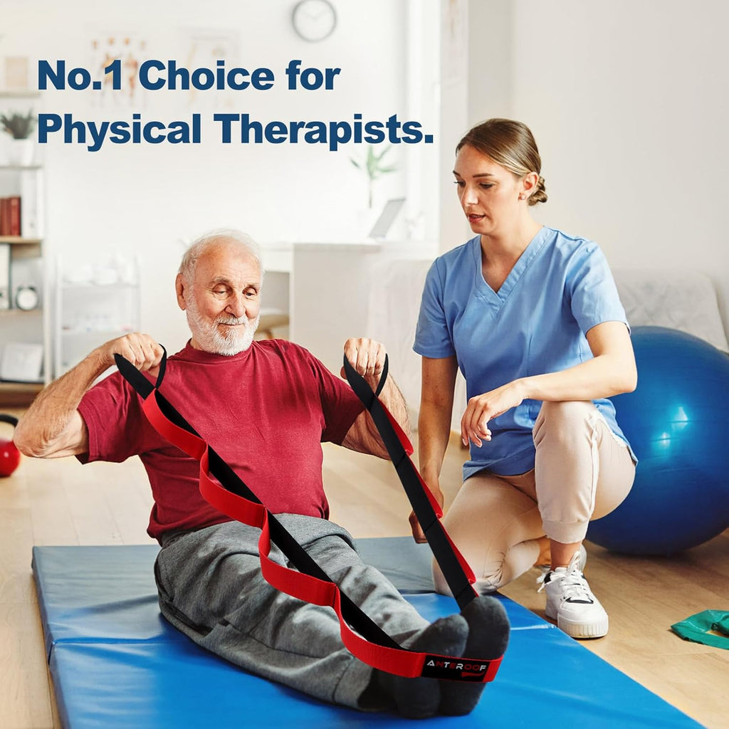 Skiennix Durable Non-Elastic Stretch Strap - 10 Loops for Yoga, Pilates & Physical Therapy | Ideal for Flexibility