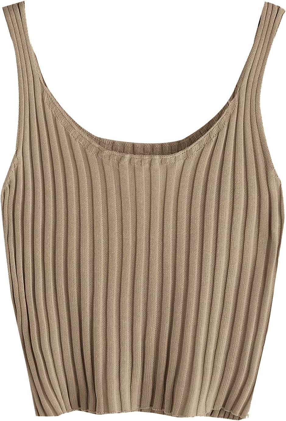 SweatyRocks Ribbed Knit Crop Tank Top - Stylish Spaghetti Strap Camisole in Versatile Colors