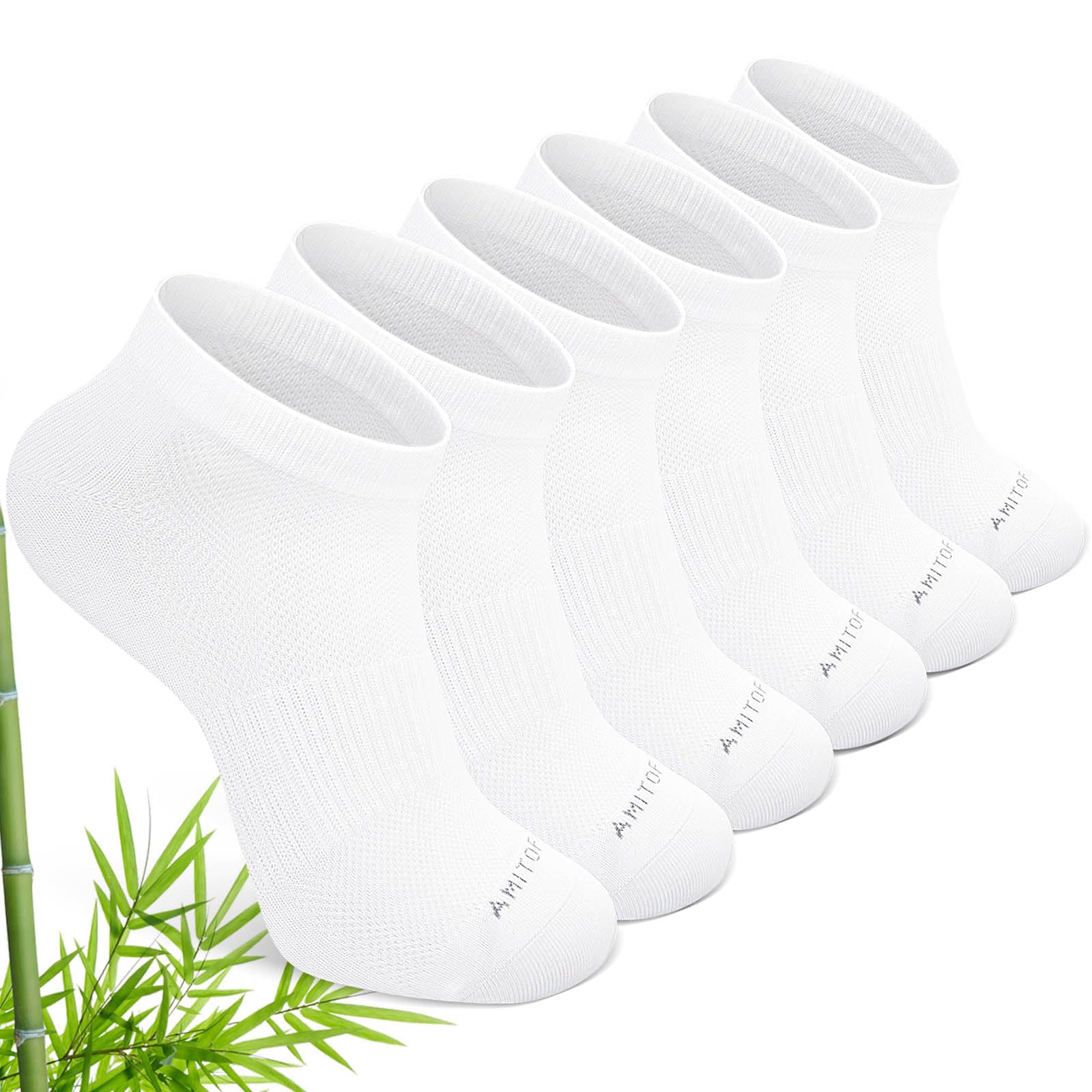ZAKASA Bamboo Viscose Ankle Socks: No Show Low Cut Socks for Men Women Breathable Thin Athletic Running Workout Sports 6 Pairs White
