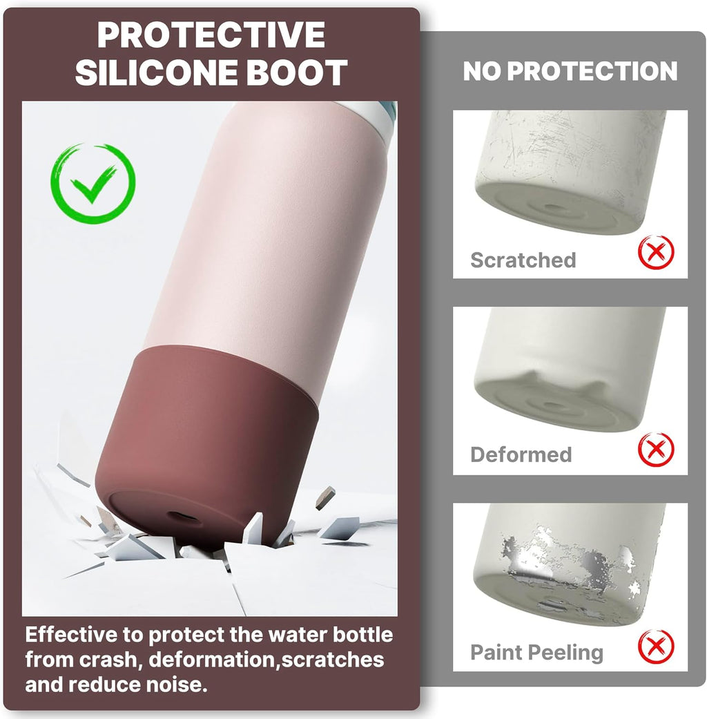 Owala Silicone Water Bottle Boot - Anti-Slip Protective Sleeve for 40 oz Stainless Steel Bottles | Reddish Brown