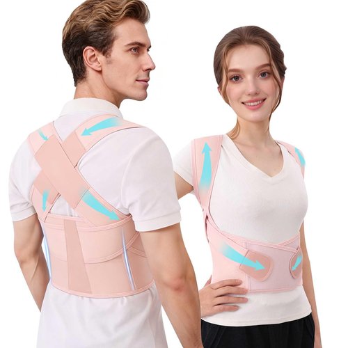 Ycctvar Back Brace Posture Corrector for Women And Men Support Straightener Scoliosis Upper Highest Rated Hunchback Thoracic Device Straps Upright Full Shoulder Fixer Body Poster Trainer Pink X-Large
