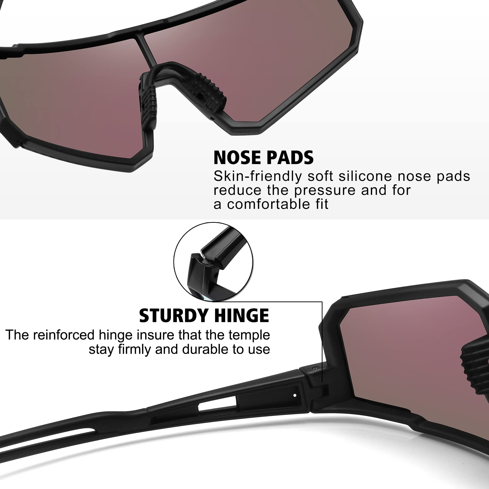STORYCOAST Polarized Sports Sunglasses for Men Women,Bike Glasses Cycling Mountain Bike Sunglasses UV400 Protection Black-Green
