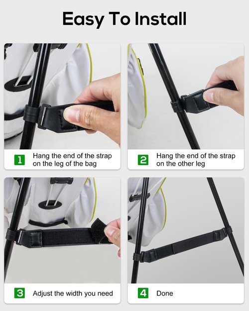 Big Teeth Golf Bag Accessories Golf Leg Leather Strap,Golf Stabilizer Strap, Equipment for Stand Bag with Legs (Black)