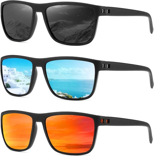MASDUN Polarized Sunglasses - UV Protection for Men & Women | Square Design for Driving, Fishing & Golf (3 Pack)