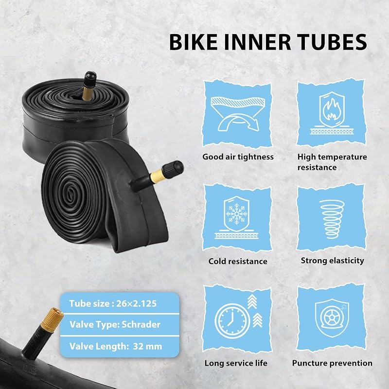 2-Pack 26x2.125 Cruiser Tire Set with Tubes & Levers - White Wall, Knobby Tread (Variation: White Sidewall+26x2.125)