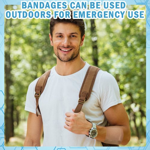 Marsui 100 Pcs Large Bandages 3 x 4 Inch Wound Care Flexible Adhesive Bandages Latex Free Fabric for and Protect Wounds Large Size for First Aid Wound Care Assorted