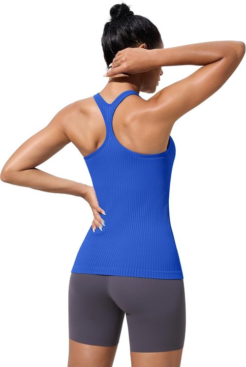 MathCat Workout Tank Tops - Seamless V-Neck Design with Built-In Bra for Fitness & Yoga