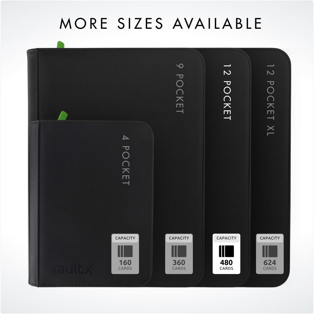 Vault X 12 Pocket Trading Card Binder - Premium Exo-Tec Material, Holds 480 Cards, Black