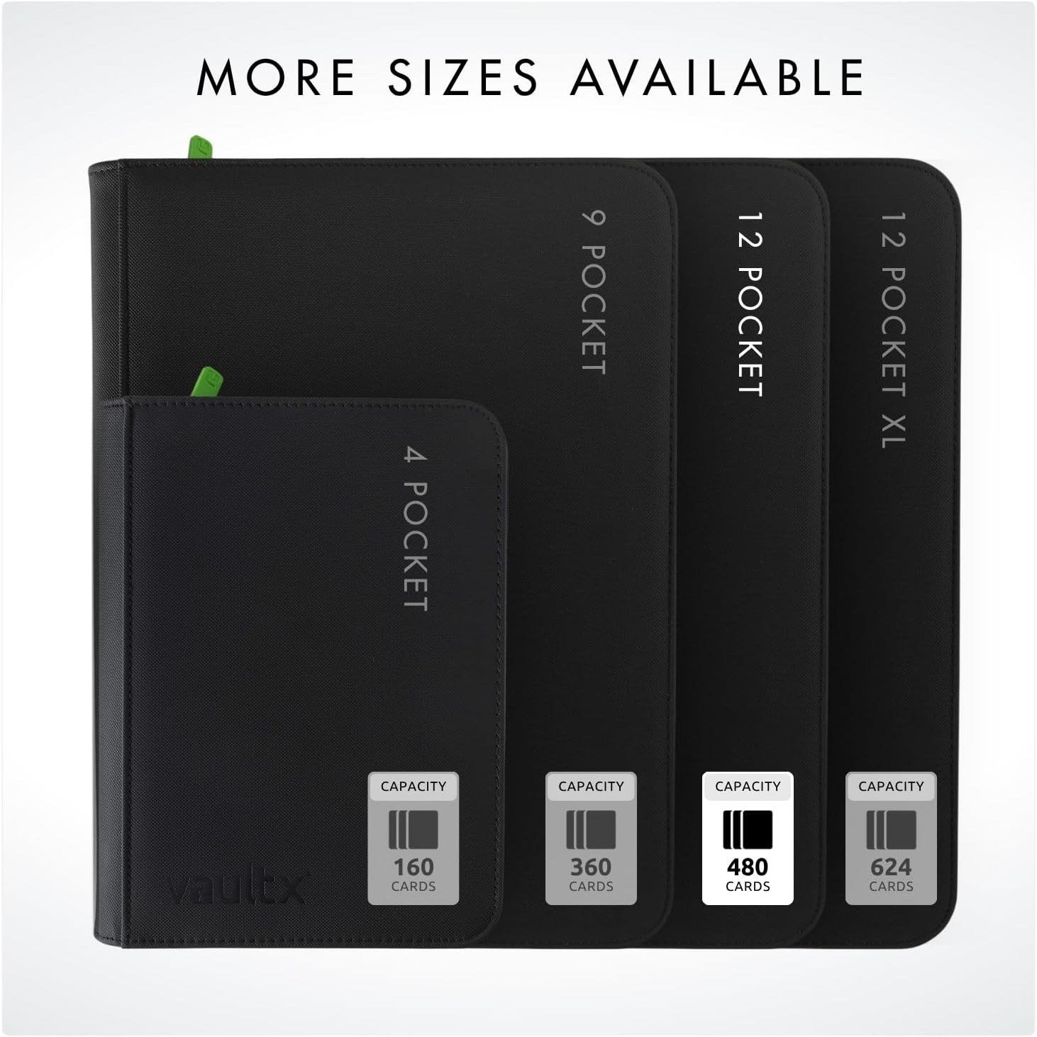 Vault X 12 Pocket Trading Card Binder - Premium Exo-Tec Material, Holds 480 Cards, Black