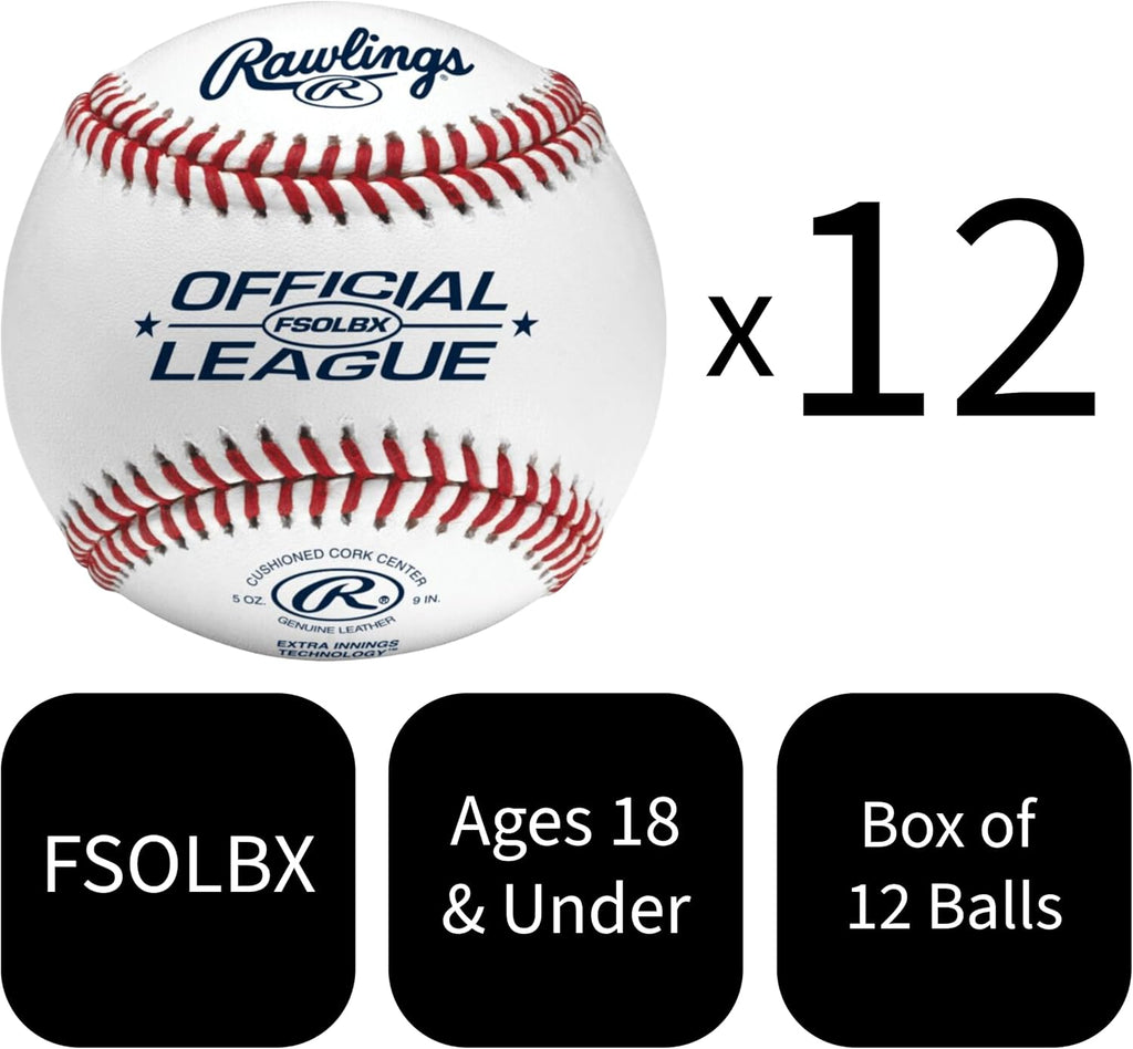Rawlings Flat Seam Practice Baseballs - High School Quality | 12 Count Pack