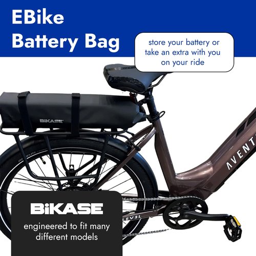 BiKase EBike Battery Bag - Mountable Waterproof & Fire Resistant Battery Storage for Camping or Long-Distance Biking, Fits Most, 7" x 3.5" x 22"