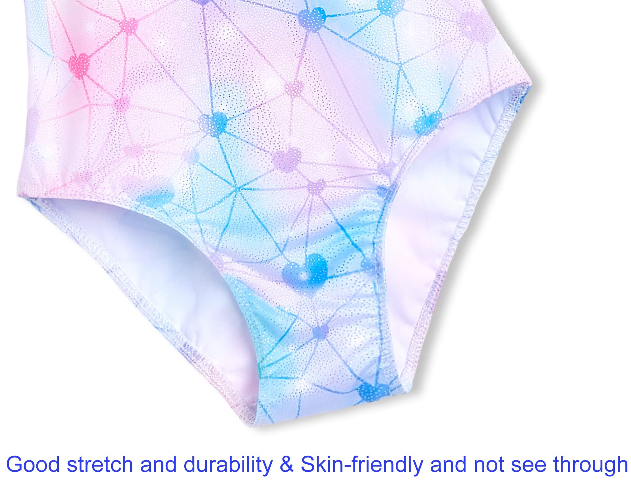 Domusgo Gymnastics Leotards for Girls 10-12 Years Old Blue Pink Heart Sparkly One Piece Tumbling Outfits