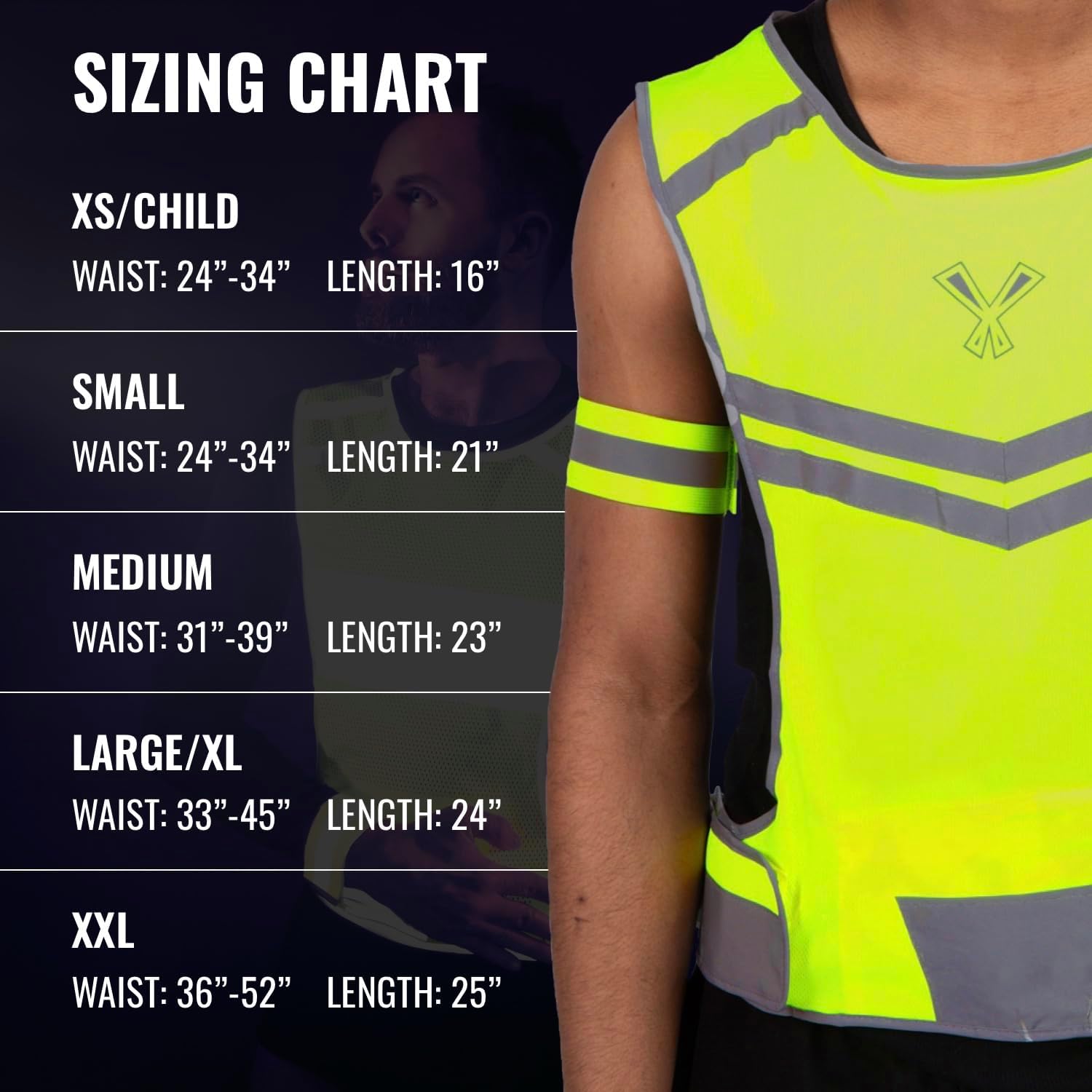 Skiennix Reflective Running Vest - High Visibility with Pocket & 2 Bands for Night Safety