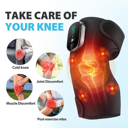 Cordless Heated Knee Massager for Pain Relief, FSA Eligible HSA 2026 Upgrade 4-Motor Full-Coverage Vibration & Heat, XL Heating Knee Brace for Targeted Pain Relief in Knee, Shoulder & Elbow, 5 Heat Levels & 5 Massage Modes