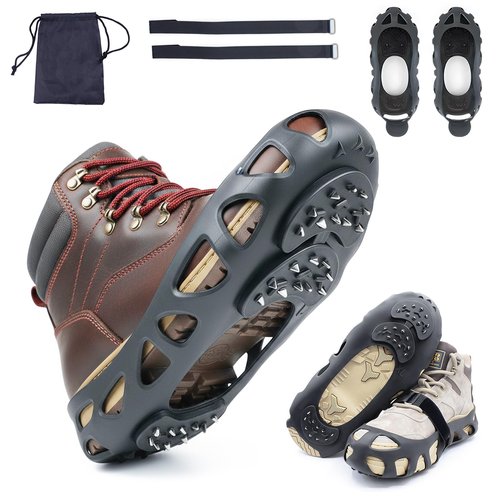 Ice Cleats for Shoes and Boots, Non-Slip Gripper for Shoes, Ice Traction Cleats with 30 Steel Studs Crampon for Walking On Snow and Ice, Shoe Grips for Ice Fishing, Hiking, Snow Shoveling