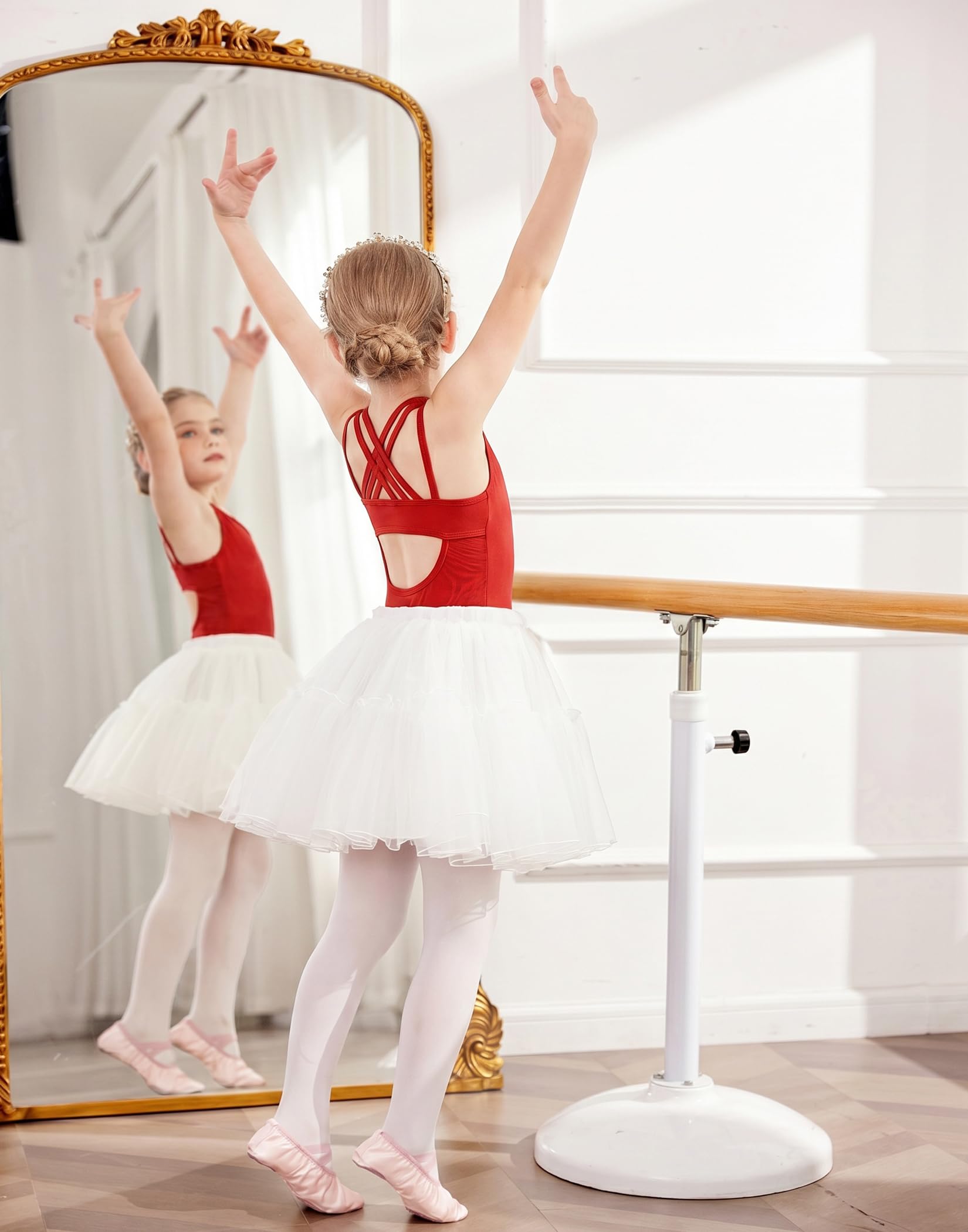 Arshiner Girls Gymnastics Leotards Sleeveless Sparkly Dancewear Ballet Ballerina Outfit Red 6-7 Years