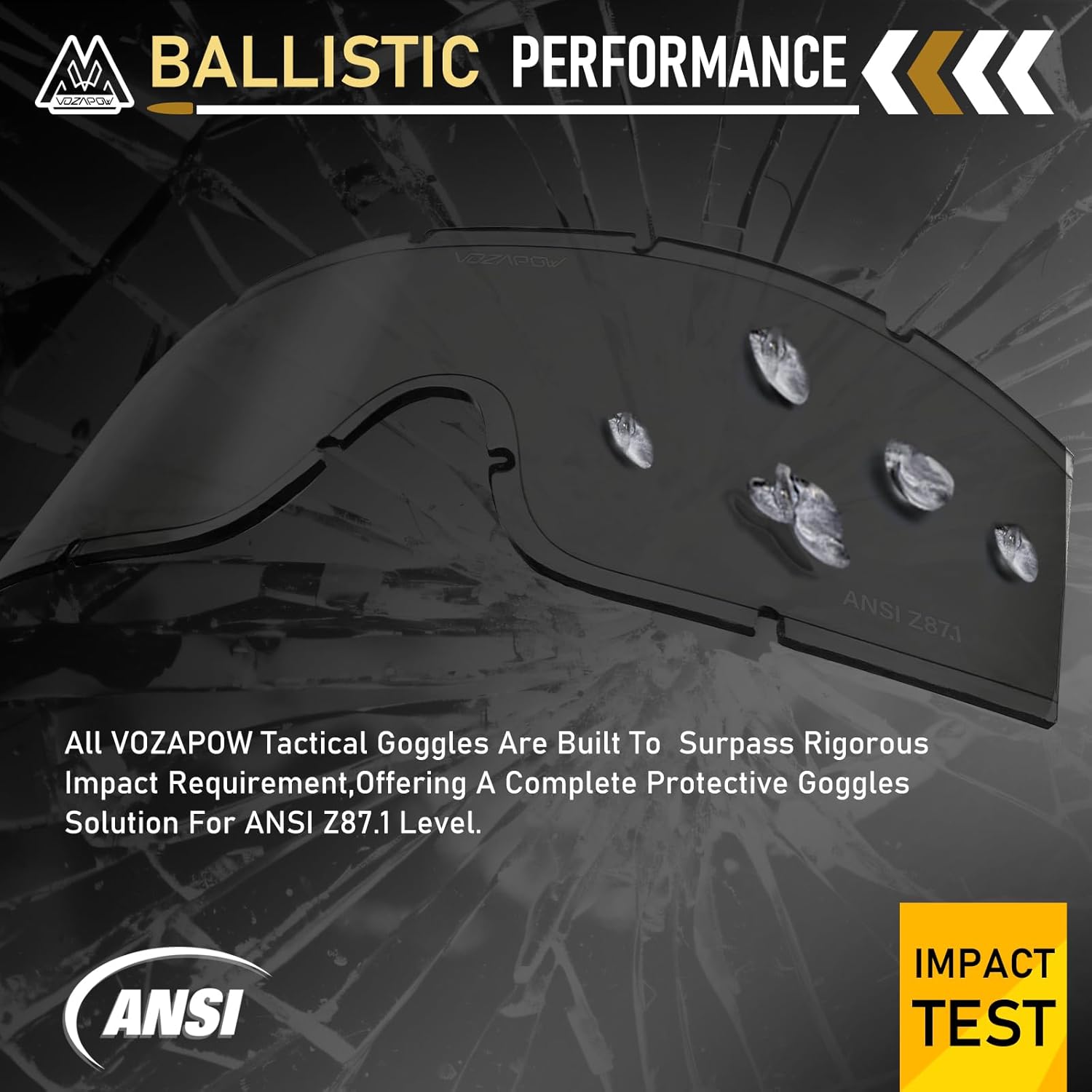 SK10 Airsoft Goggles Replacement Lens - ANSI Z87.1 Certified, Anti-Fog & Impact Resistant