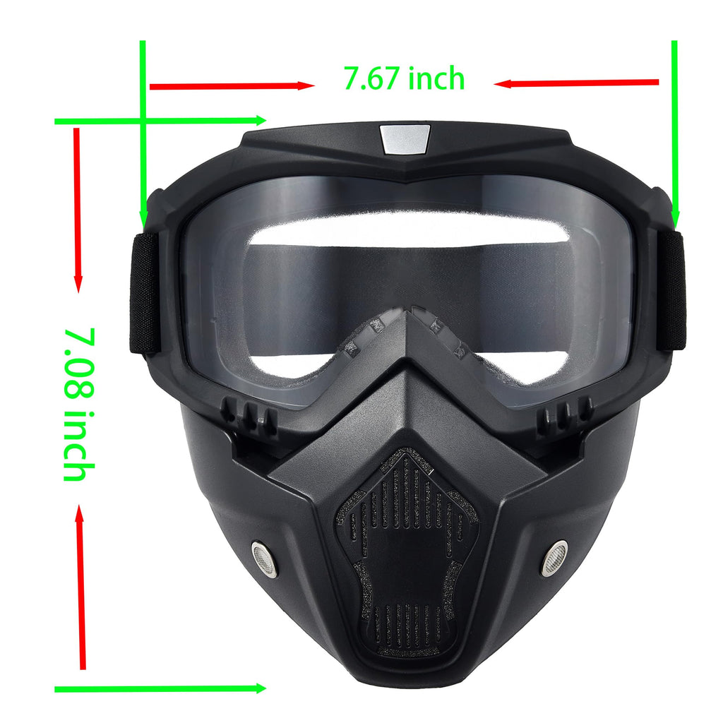 Paintball Mask Anti Fog,Airsoft Mask Full Face,Tactical Mask, Motorcycle Helmet Goggles with Removable Face Mask for Men Women (2Clear)