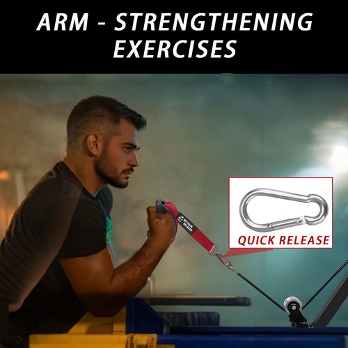 Ergonomic Arm Wrestling Handle for Cable Machines – TPE-Coated Grip Trainer for Left or Right Hand – Non-Slip Pulley Attachment for Biceps & Forearm