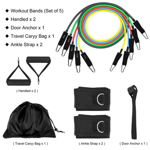SZHLUX Resistance Bands, Workout Bands for Men and Women with Handles, Door Anchor, Carry Bag and Ankle Straps for Resistance Training, Home Workouts, Physical Therapy