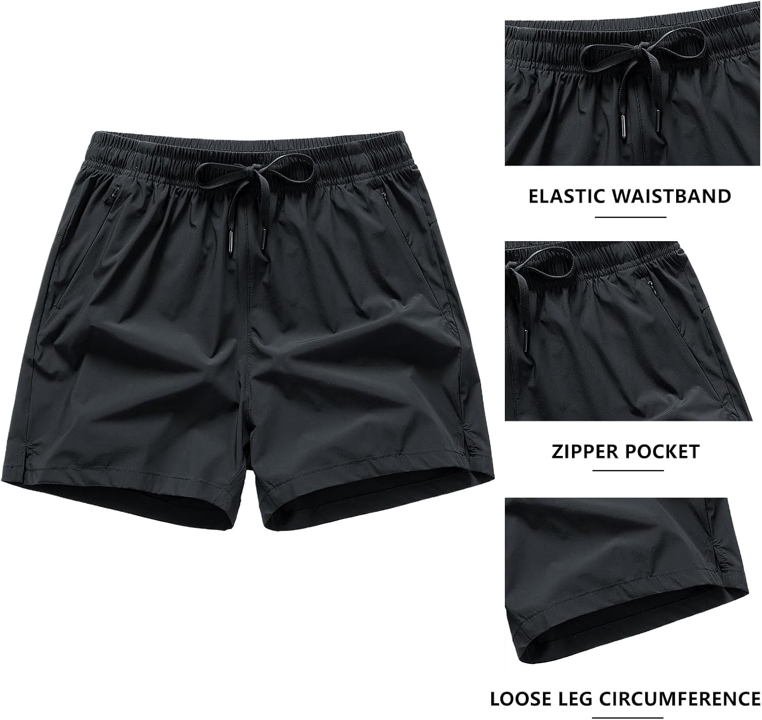 Skiennix Men's Athletic Workout Shorts - Lightweight Moisture-Wicking with Zipper Pockets | 3-Pack