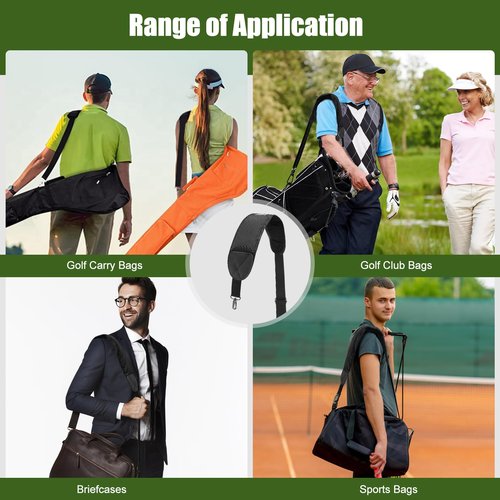 BAIRBRE Golf Bag Strap Replacement Golf Bag Shoulder Strap Adjustable Single Padded Shoulder Strap Waterproof Golf Bag Backpack Straps (Black-USA Flag Grey)
