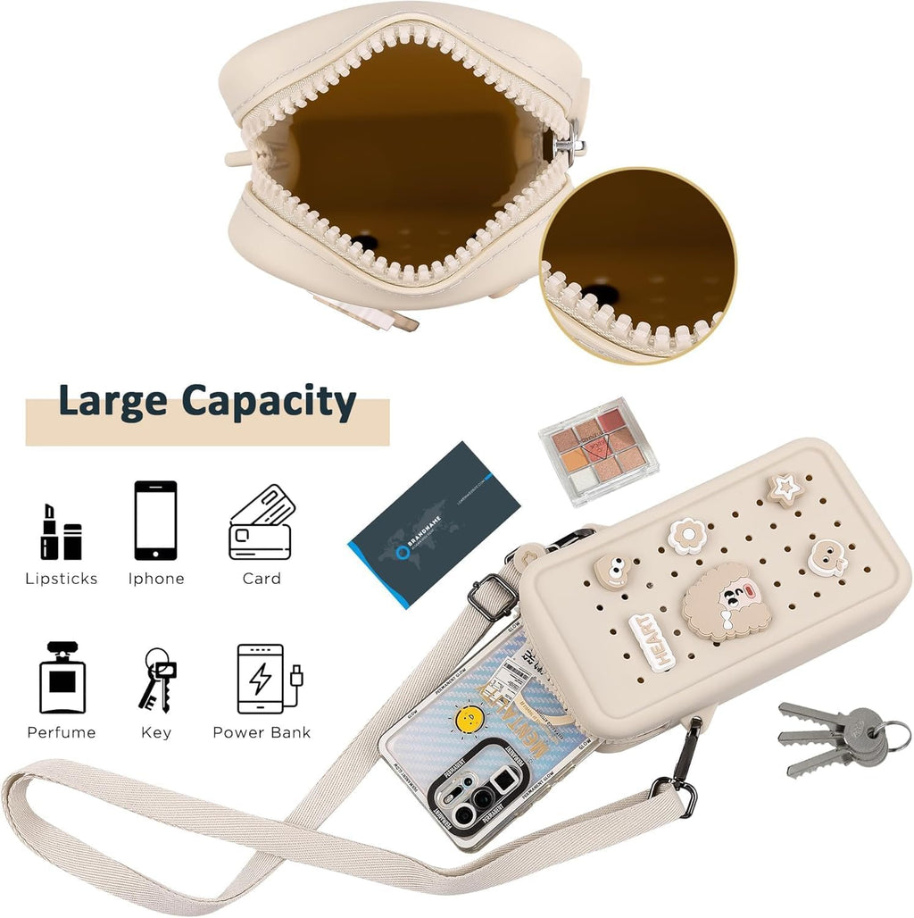 Skiennix Silicone Crossbody Bag - Waterproof & Lightweight Phone Purse with Adjustable Strap | Beige