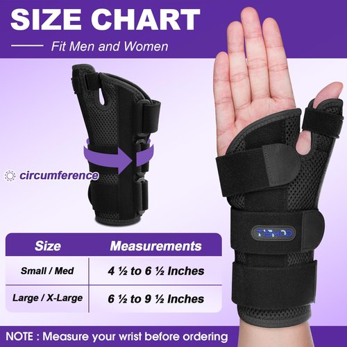 TISMOD Thumb Spica Splint left Right Hand,Wrist Brace with Thumb Support for De Quervain's Tenosynovitis Brace,Thumb and Wrist Brace Carpal Tunnel Women/Men,Black-L/XL-Right
