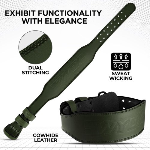 WYOX Weight Lifting Belt for Gym Fitness – Cowhide Leather, 4” Padded Lumbar Back Support lifting Belt, 8 Adjustable Holes, Ideal for Powerlifting, Bodybuilding, Deadlift, Squat & Strength Training