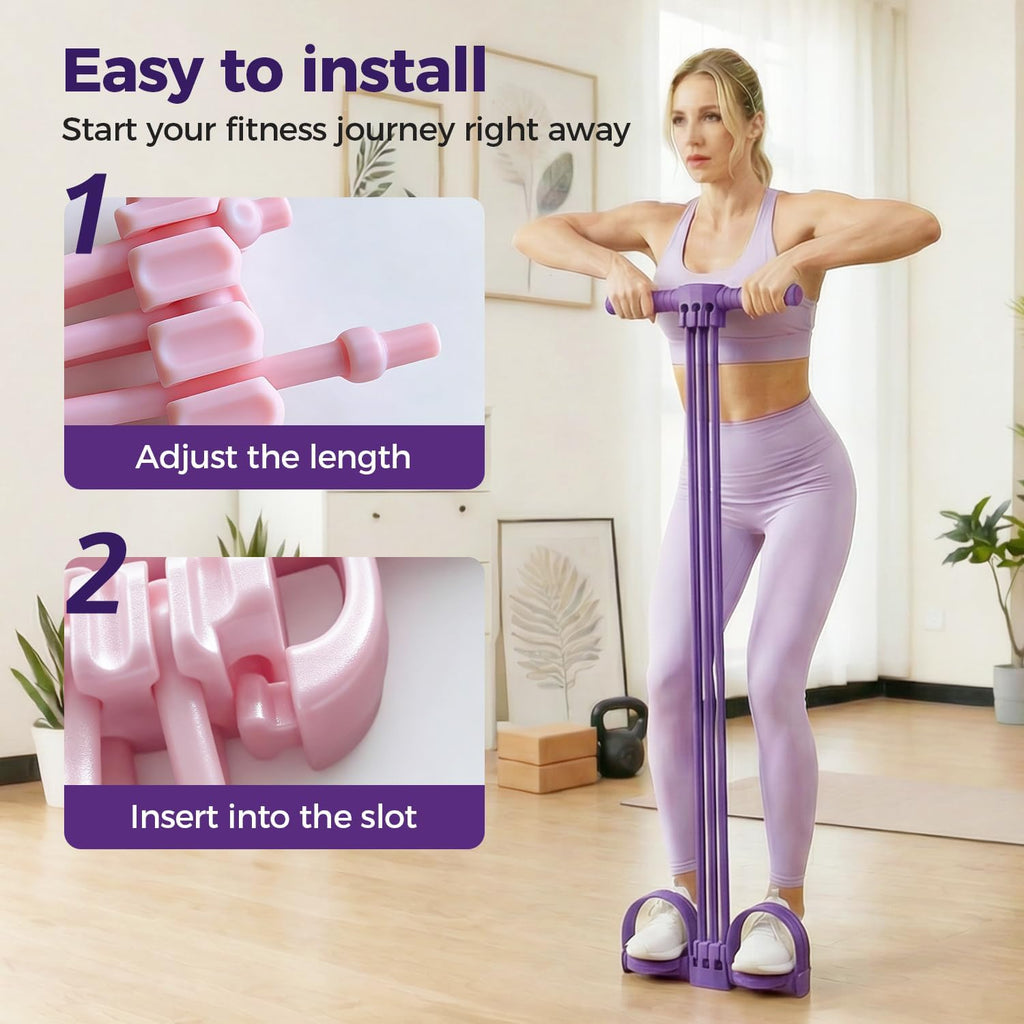 Skiennix 3-In-1 Pedal Resistance Bands - Multifunctional Home Workout Device for Men & Women
