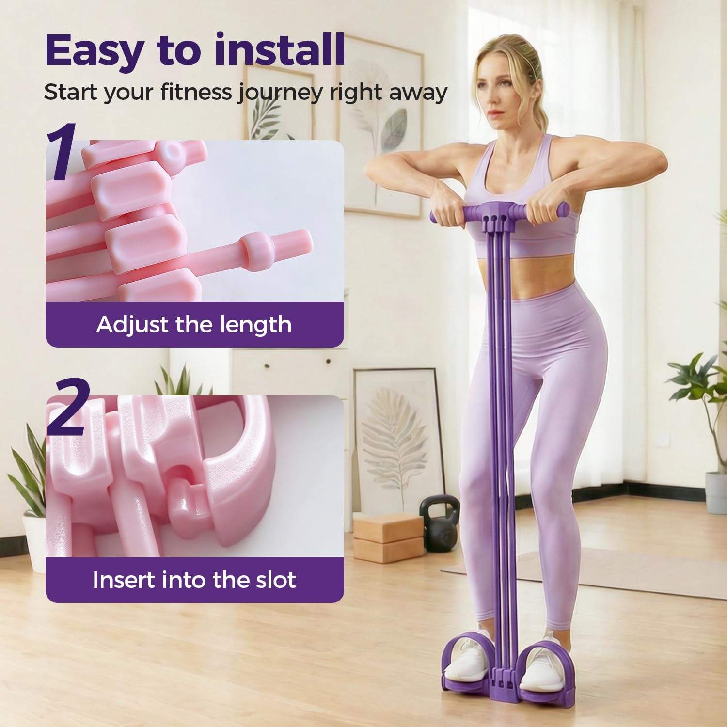 Skiennix 3-In-1 Pedal Resistance Bands - Multifunctional Home Workout Device for Men & Women