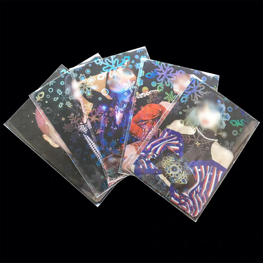 Skiennix Holographic Card Sleeves - 100 PCS Colorful Snowflake Design for Kpop & TCG Cards | 65x90mm
