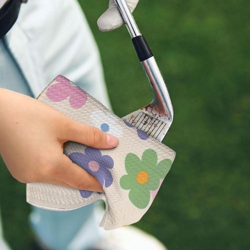 Guyperatic Cute Floral Golf Towel with Carabiner Clip 24"x16" Flower Ladies Golf Towels for Golf Bags Microfiber Waffle Golf Rag for Disc Balls Clubs Accessories for Women Men Girls