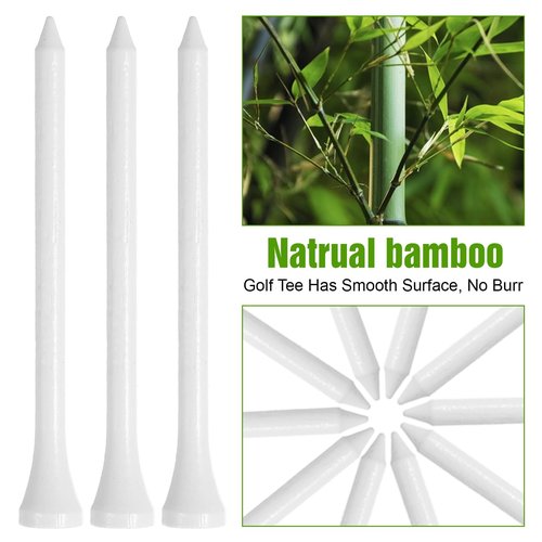 zisiueel 600 Pack Golf Tees Bulk Wooden Bamboo Tees Decoration for Men Women Clubs Golf Ball Theme Party Accessories School Supplies Reduce Friction Side Spin for Club (White,Solid)
