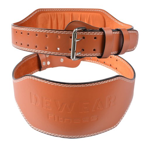 Leather Weight Lifting Belt, 4”& 6”Padded Lumbar Back Support, 10 Adjustable Holes, Gym Weight Belt Ideal for Deadlift, Powerlifting, Bodybuilding and Squat (6-Inch Brown, L (24"-35"))