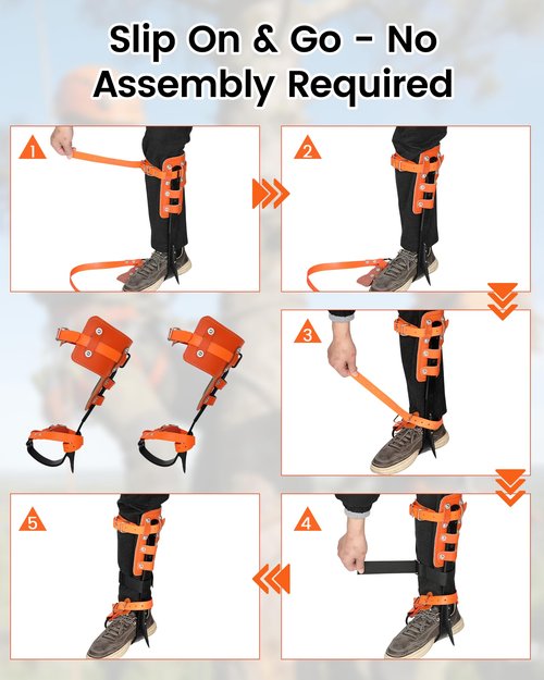 Tree Climbing Spikes Set, 350lbs Load Capacity,1 Pair Climbing Spurs, Tree Climbing Gear with Straps and Spike Protectors, Arborist Equipment for Climbers, Hunting, Lumberjack