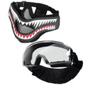 OneTigris Tactical OTG Goggles Over Glasses and X Storm Airsoft Mask Foldable Mesh Mask with Removable Shark Jaw Morale Patch